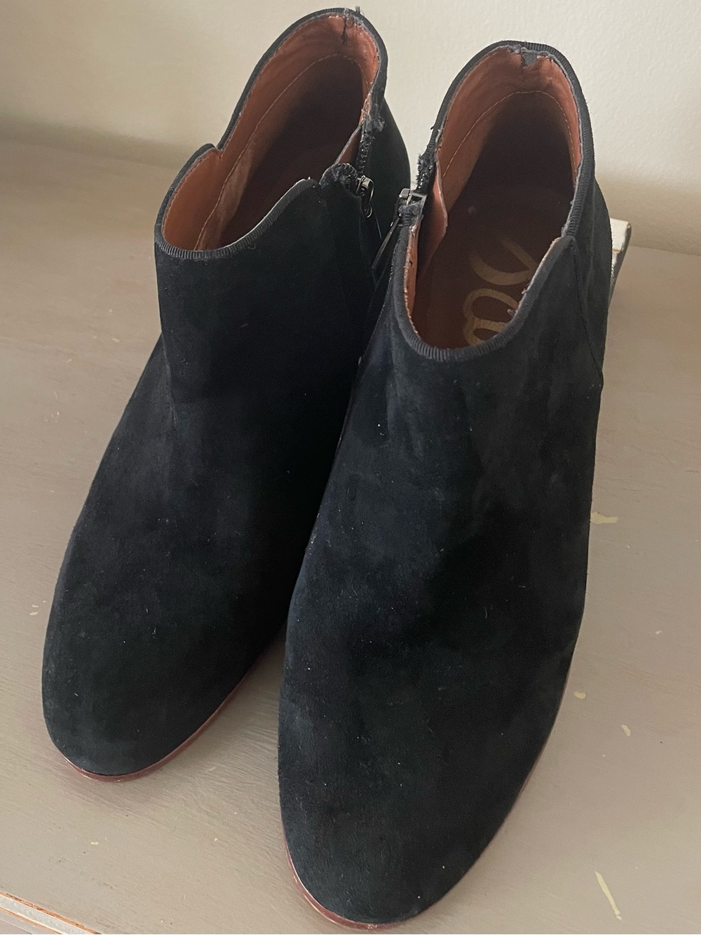 Sam Edelman 'Petty' Black Suede Side Zip Ankle Boots  Sz 7.5